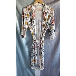 Floral‎ Kimono Robe Duster Lightweight L Women Granola Prairie Cottagecore Boho